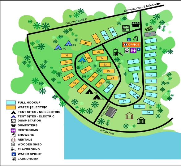 Irvington Campground & RV Park in Menomonie Site Map
